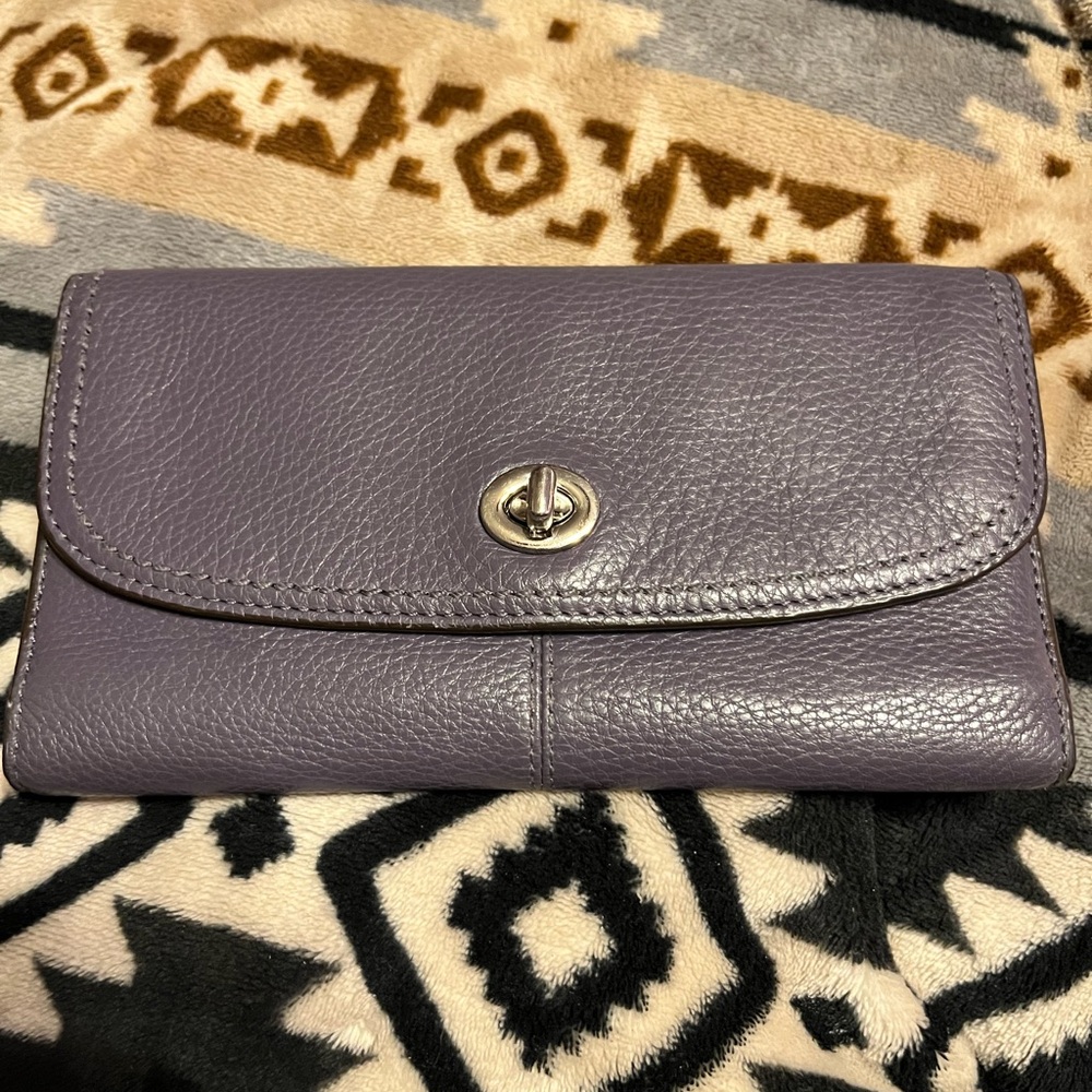 Genuine Leather EUC Dusty Purple and Black Leather Wallet
